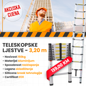 AM0012  - Prenosive ljestve - 3,2M -ljestve,mobilne,teleskopske